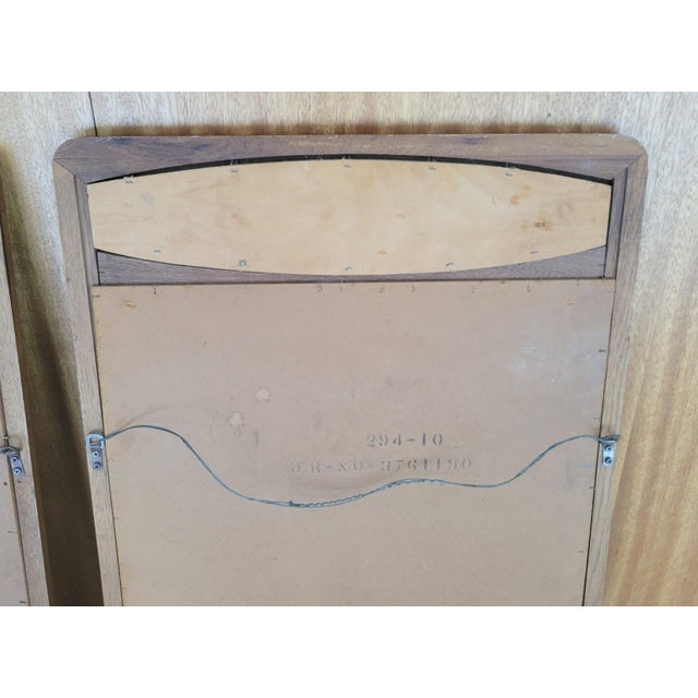 Brown Pair of Walnut and Rattan Wall Mirrors by Lane Rhythm Collection For Sale - Image 8 of 11
