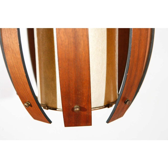 Wood Mid-Century Walnut and Brass Pendant Light For Sale - Image 7 of 9