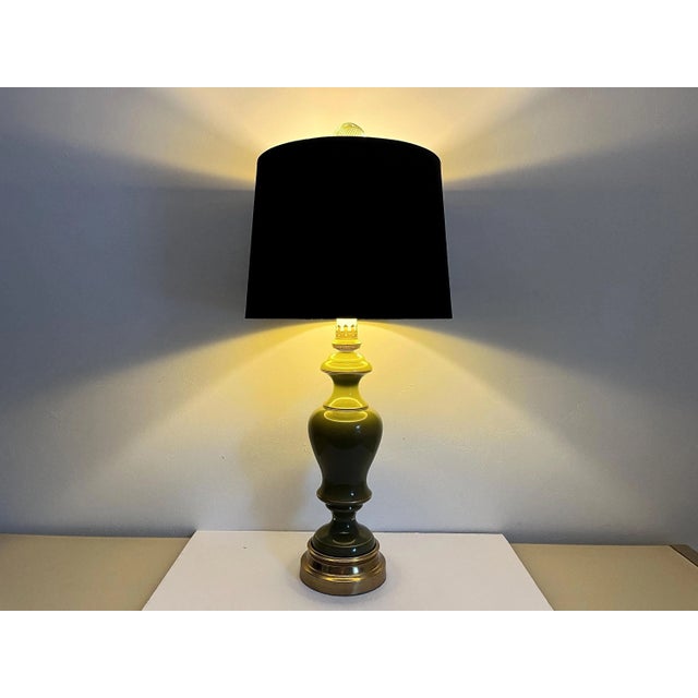 1960s Green Glass Column Lamps, Pair For Sale - Image 11 of 18