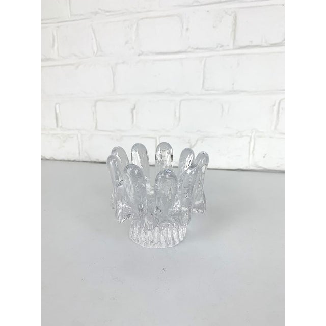 Crystal glass candlestick, design by Göran Warff for Kosta Boda, Sweden in the 1970s. Groovy mid-century design classic...
