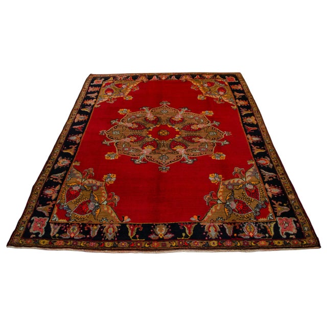 Red Rare Unused Vintage Authentic Turkish Rug | Handwoven Wool | Rustic Farmhouse Decor For Sale - Image 8 of 18