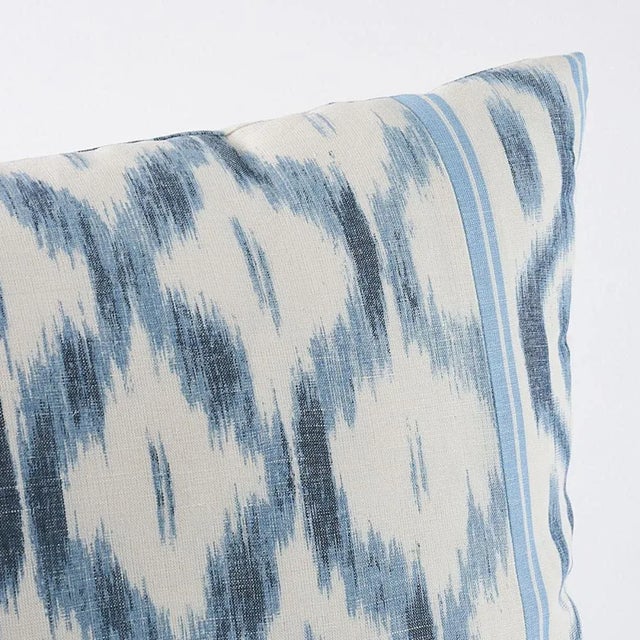 This pillow features Santa Monica Ikat Fabric (Item# 176502) by Mark D. Sikes for Schumacher with a Knife Edge finish....
