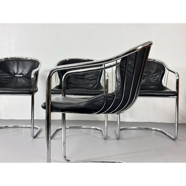 Vintage Cantilever Chair in Leather and Chrome by Gastone Rinaldi for Fasem, 1970s, in Good conditions. Designed 1970 to...