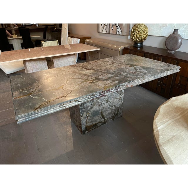 1980s Postmodern Vintage Emperado Honed Marble Dining Table For Sale - Image 4 of 13