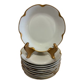 Antique Haviland & Co. Limoges Gold Scalloped Rim Bowls, Set of 10, France For Sale
