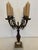 Vintage 4 Arm Brass Candelabra Mounted on Square White Marble Base For Sale - Image 4 of 5