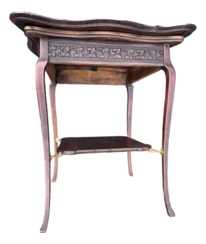 1900s French Empire Style Carved Walnut and Marquetry Side Table With Claw Feet