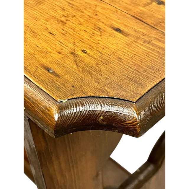 Brown Vintage Arts and Crafts Style Carved Wood Rustic Folk Art Bench For Sale - Image 8 of 18