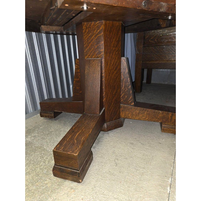 Wood Marked Down (Again)! 1910s Arts & Craft-Style J K Rishel Oak Dining Room Table W Leaves & Chairs For Sale - Image 7 of 18