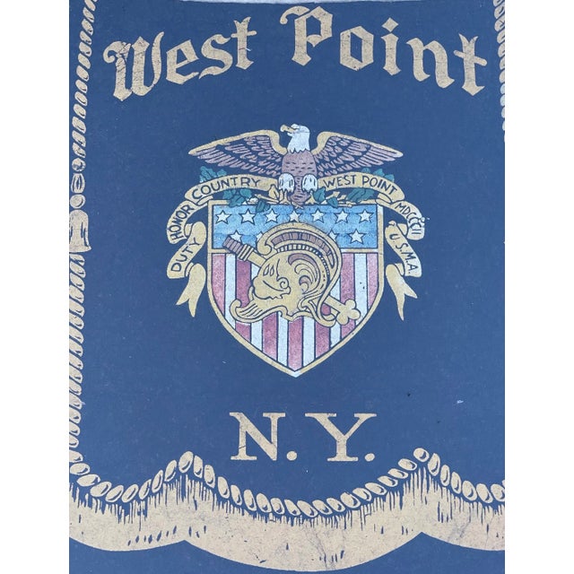American Antique West Point Felt Banner in Fantastic Antique Walnut Gilt Frame. For Sale - Image 3 of 7