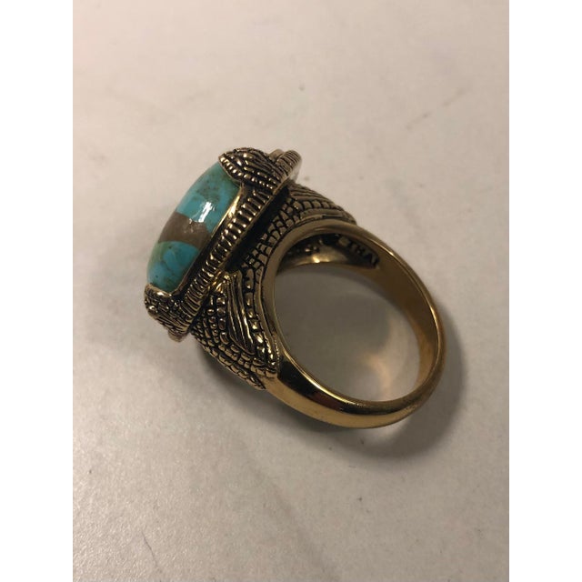 Turquoise 1990s Barse Turquoise Gold Ring (Unisex), Size 10.5 For Sale - Image 8 of 12