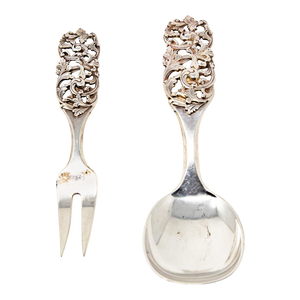 Mid 20th Century Sterling Silver Salad Cutlery, Norway- 2 Pieces