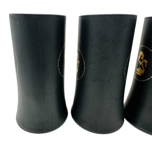 Black 1960s the Playboy Club Matte Black & Gold Glass Beer Steins - Set of 4 For Sale - Image 8 of 14