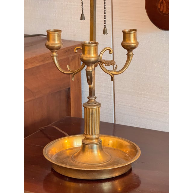 1900 - 1909 1900s Brass Bouillotte Lamp With Adjustable Red Tole Shade For Sale - Image 5 of 7