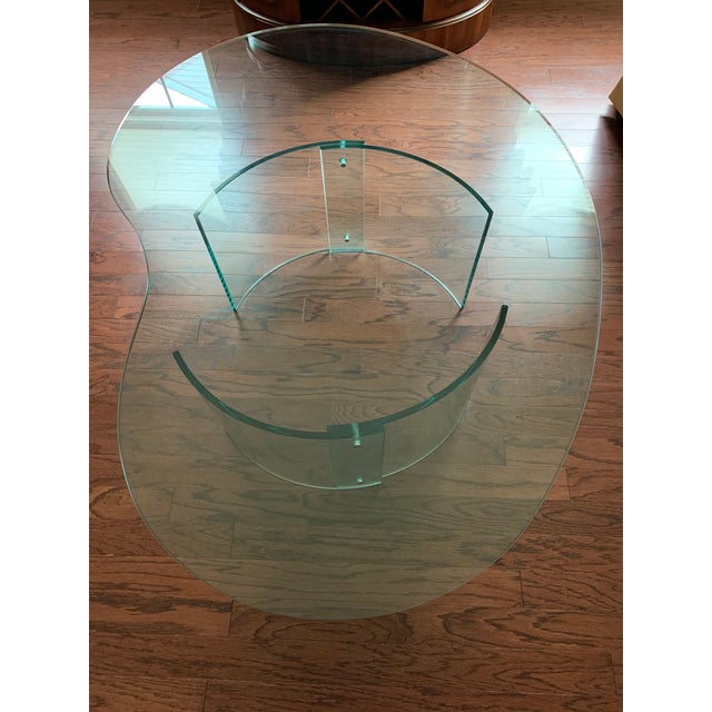 Modern KidneyShaped Glass Coffee Table Chairish