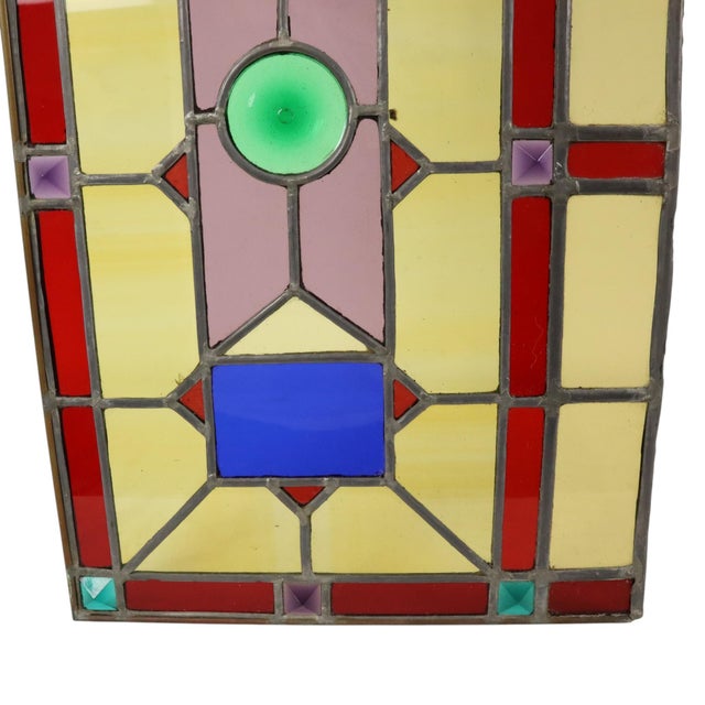 Large Colorful Stained-Glass with Medallion For Sale - Image 15 of 18