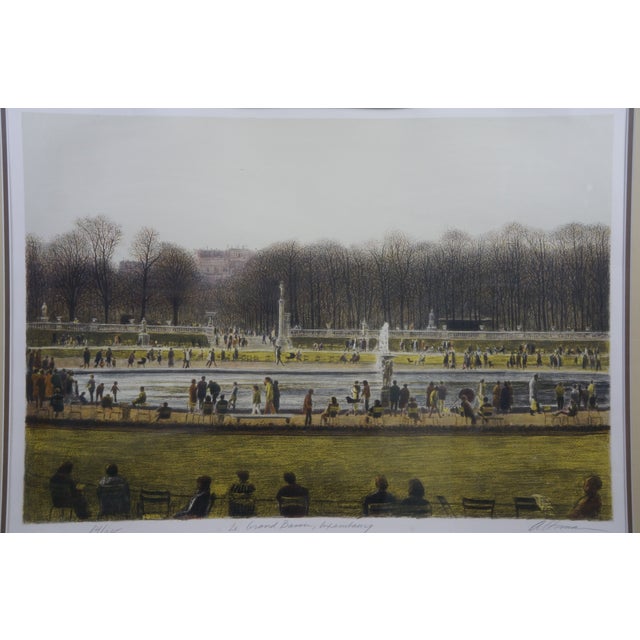 Green 1980s Harold Altman Signed Lithograph Le Grand Bassin Luxembourg Fountain Park Paris For Sale - Image 8 of 11