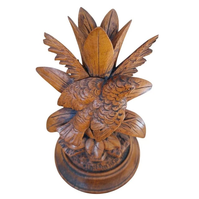 Antique Black Forest Hand-Carved Linden Wood Bird Figurine, 1890s For Sale - Image 3 of 7