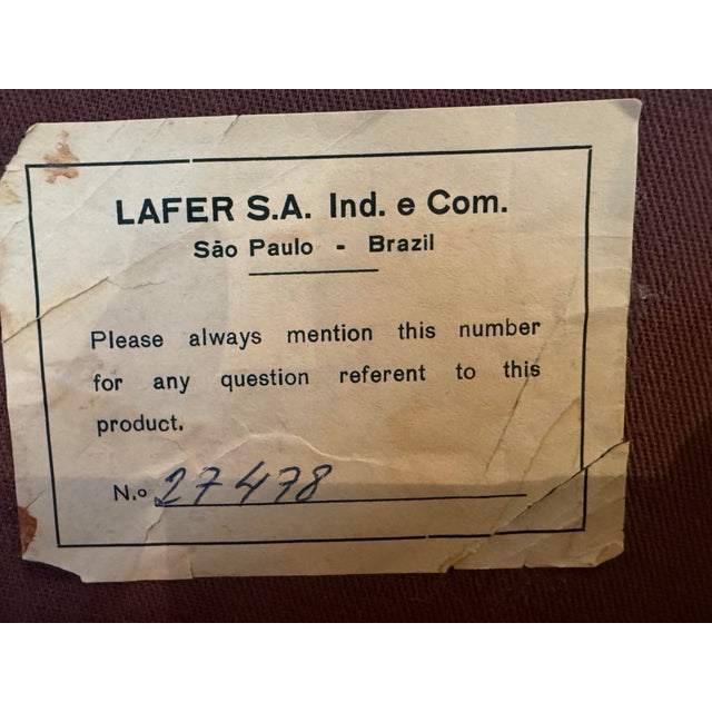 Matching Lounge Chair and Ottoman by Percival Lafer, Mp-97, Brazilian Rosewood With Original Mustard Leather For Sale - Image 11 of 12