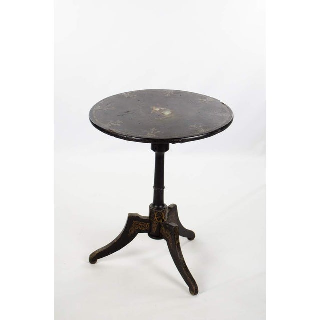 19th Century Antique Victorian Papier Mâché & MotherOfPearl TiltTop