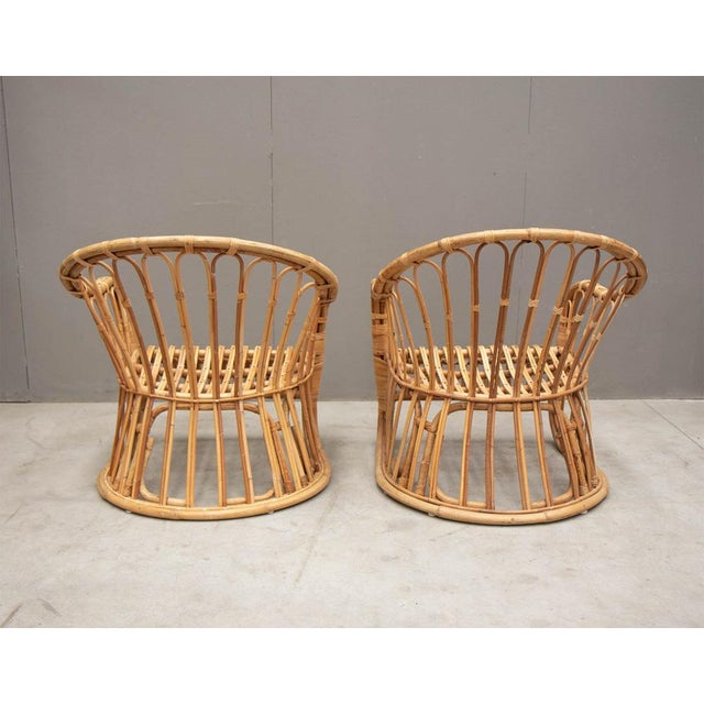 Wood Wicker Garden Armchairs and Coffee Table, 1980s, Set of 3 For Sale - Image 7 of 11
