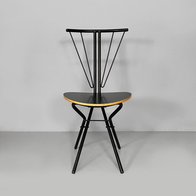 Italian Modern Black Wood and Metal Folding Chair, 1980s For Sale - Image 3 of 18