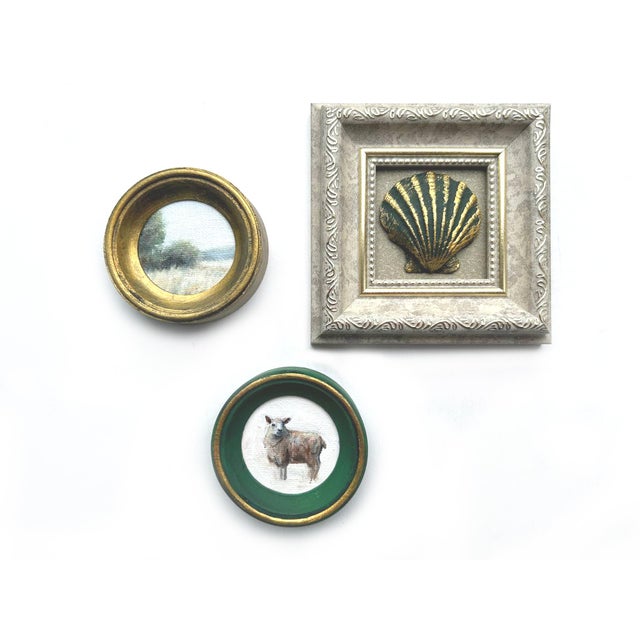 2020s Set of 3 Miniature Framed Oil Paintings Vintage Frames Tiny Decor Wall Art For Sale - Image 5 of 11