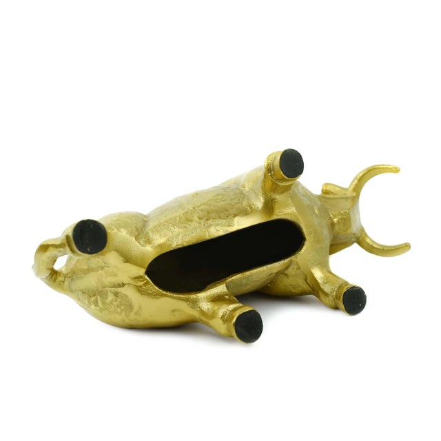 Late 20th Century Golden Cast Metal Bull Figurine For Sale - Image 6 of 6