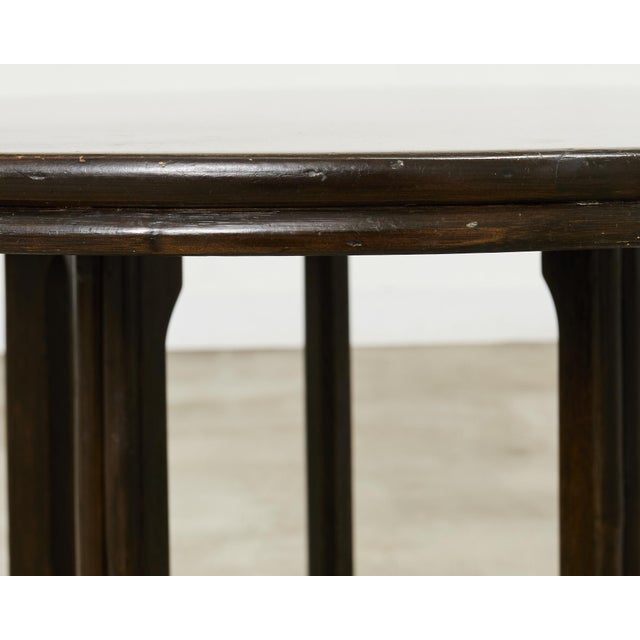 McGuire Midcentury Organic Modern Round Oak Rattan Dining Table For Sale - Image 12 of 15