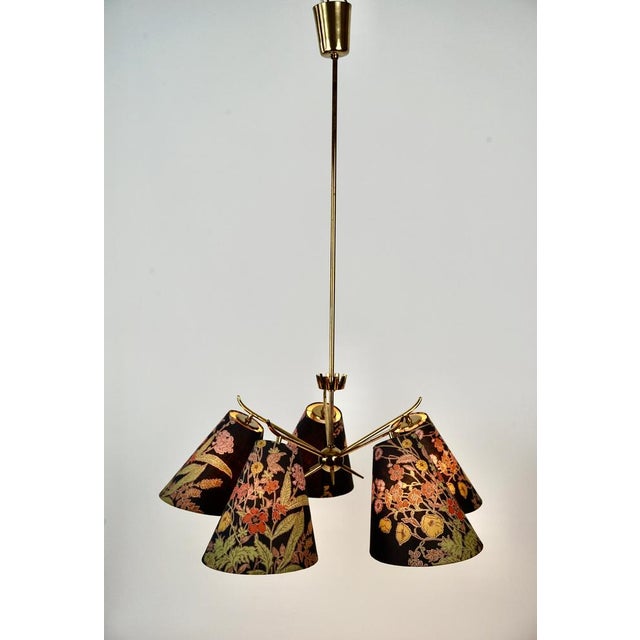 Mid-Century Modern Brass Hanging Light with Original Shades, 1950s For Sale - Image 13 of 18