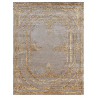 Doris Leslie Blau Vintage Floral Ivory Beige Hand-Knotted Silk Rug For Sale