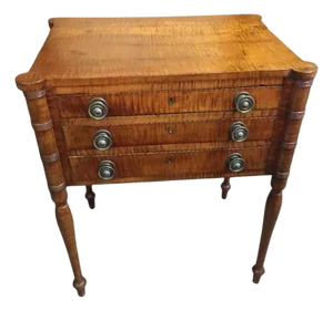 American Sheraton Tiger Maple Three-Drawer Drop Leaf Writing Table C1810