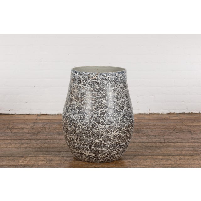 Prem Collection Artisan Made Black and White Planter with Dripping Décor For Sale - Image 12 of 12