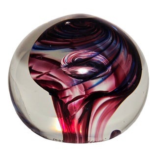 Vibrant 1995 Hot Island Glass Maui Paperweight – Swirling Tropical Colors For Sale