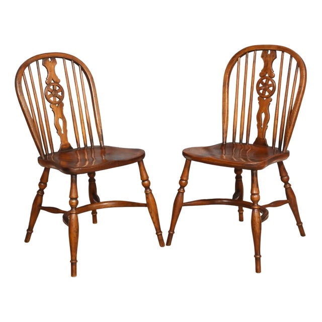 Antique Elm Spindle Back Dining Chairs, 1890s, Set of 6 For Sale