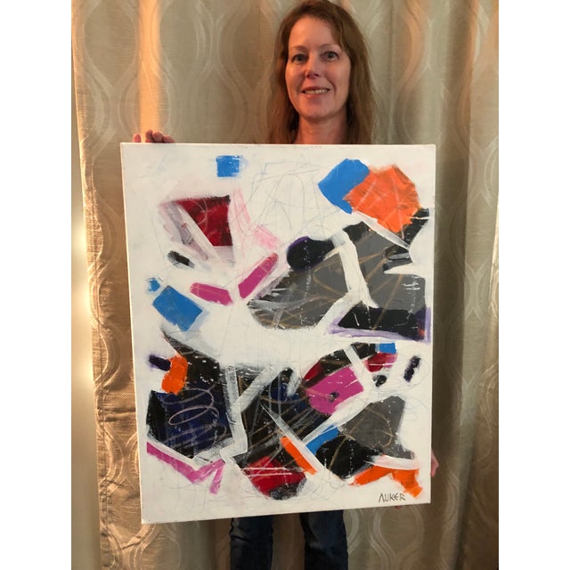 Textile Contemporary Modern Artwork “Le Fete”by Cassandra Auker, Mixed Media on Stretched Canvas For Sale - Image 7 of 10