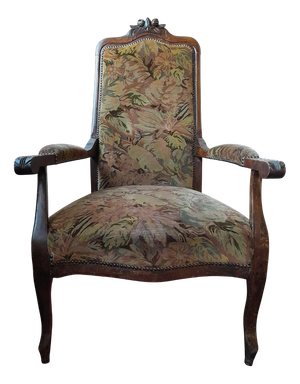Antique Louis XV Style Voltaire Armchair with Gobelin Upholstery, 1850s