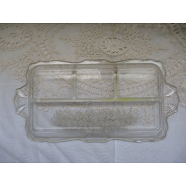 Vintage Crystal & Sterling Overlay 4 Compartment Relish Dish For Sale - Image 4 of 5