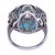 Estate Custom Diamond and Turquoise Platinum Ring For Sale - Image 4 of 6