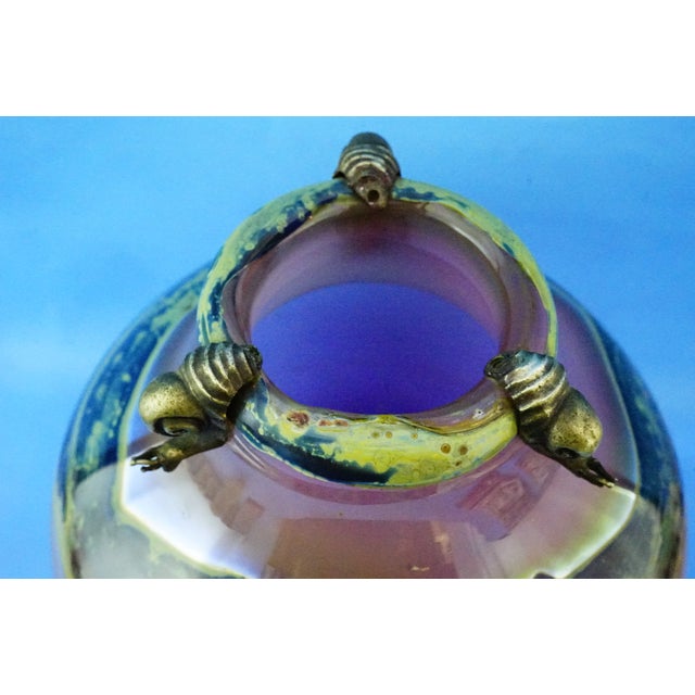20th Century Studio Glass Vase with Silver Metal Snail by Samuel J Herman for Val Saint Lambert, 1970s For Sale - Image 16 of 18