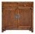 Chinese Moon Face Narrow Wood Grain Brown Drawers Side Table Cabinet For Sale