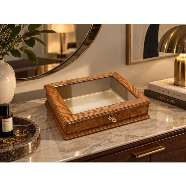 Brown Vintage Burl Wooden Jewelry Box With Key For Sale - Image 8 of 8