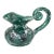 Vintage Sculptural Green Lava Glaze Ceramic Ewer With Scroll Handle For Sale