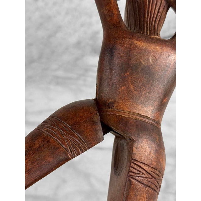 Vintage Large Traditional Mahogany Nude Women Figural Nut Cracker For Sale - Image 9 of 9