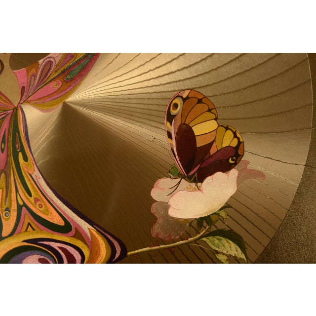 Vintage Art Nouveau Style Michelle Emblem Metallic Gold Foil Rose Nymph Framed Art For Sale In San Francisco - Image 6 of 13