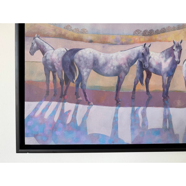 Purple 1980’s v. Schaffer Block Impressionist Horses Landscape Oil Painting – Framed For Sale - Image 8 of 12