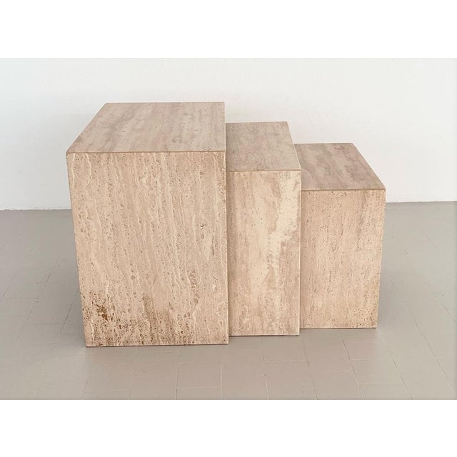 Mid-Century Italian Travertine Nesting Tables, 1970s, Set of 3 For Sale - Image 11 of 18