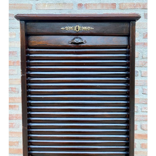 Early 20th Century Filing Cabinet With One Roller Louver Door & Eight Shelves For Sale - Image 10 of 18