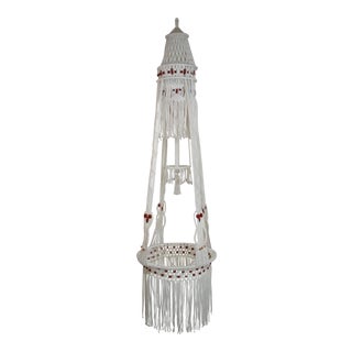 Vintage Boho Chic Macrame Plant Hanger For Sale