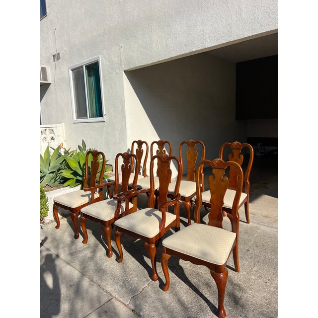Queen Anne Set of 8 Vintage Mahogany Queen Anne Dining Chairs For Sale - Image 3 of 12